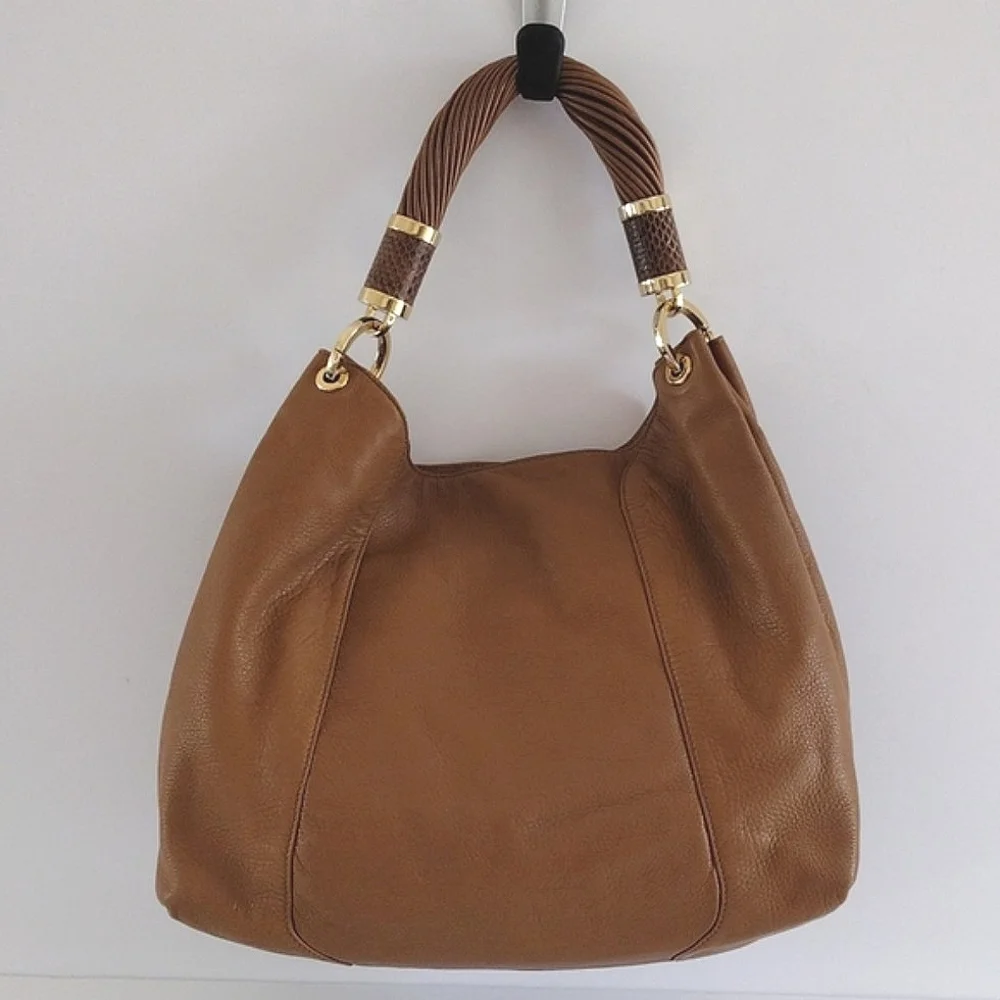 Michael Kors Collection Tonne Leather Python Accents Hobo Bag